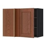 METHOD Corner wall cabinet with shelves - wood black, Philipstad brown, 68x100 cm (690.526.90 ...