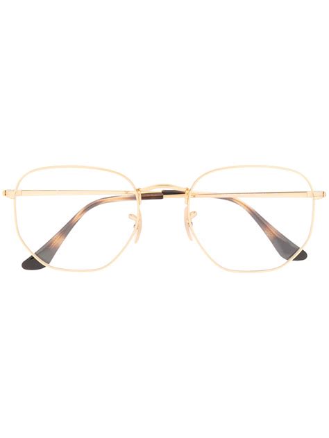 Ray-Ban matte-finish Hexagonal Frame Glasses | Gold | FARFETCH