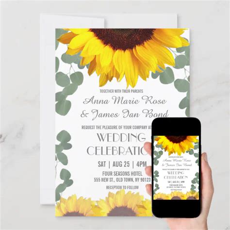 Rustic Sunflower Wedding Invitations | Zazzle