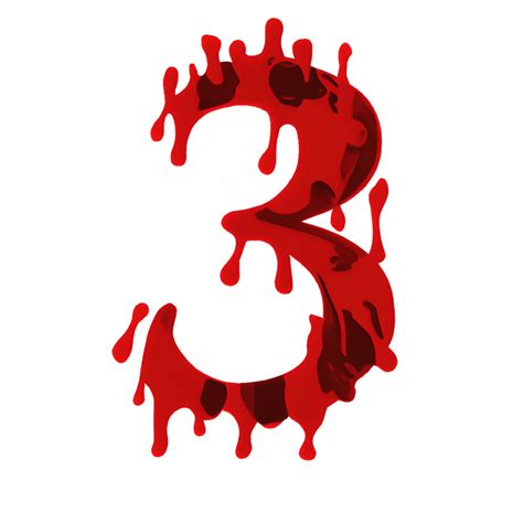 Number 3 Bold Font Dripping Blood · Creative Fabrica