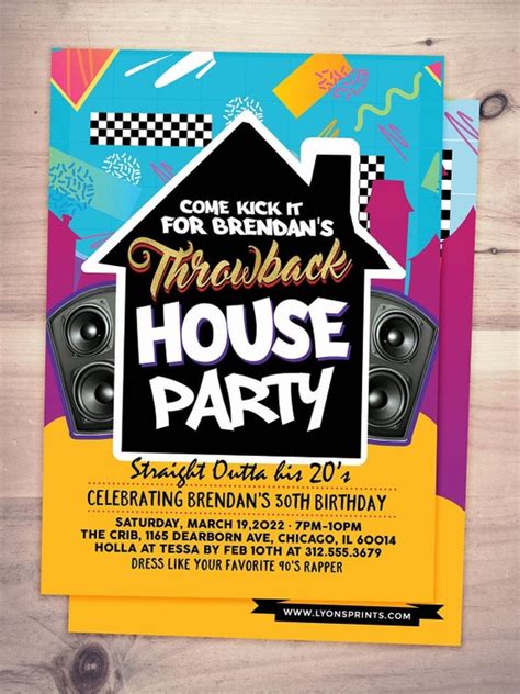 90's House Party Invitation, 80s party invite, House Party Invitation, 90's Birthday Invitation ...