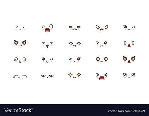 Kawaii smile emoticons japanese emoji Royalty Free Vector