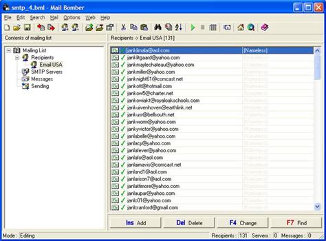 Help: How to use mail to send mail bomber 9.9