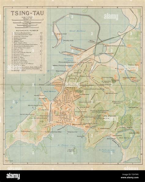 'Tsing-tau or Ching-tao'. Qingdao antique town city plan. China 1924 ...