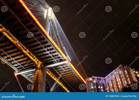 Ting Kau Bridge at night stock photo. Image of city, metal - 13681094