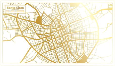 Santa Clara Cuba City Map in Retro Style in Golden Color. Outline Map ...