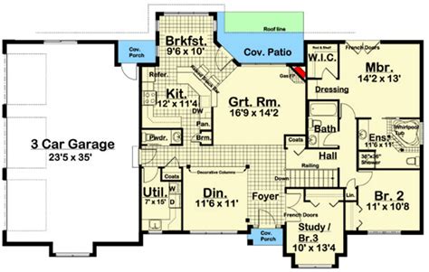 Craftsman Ranch Plan with 3-Car Garage - 67814MG | Architectural Designs - House Plans