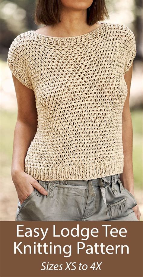 Easy Lodge Tee Knitting Pattern | Knit top patterns, Summer knitting patterns, Knitting patterns ...