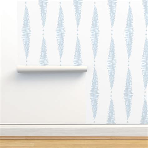 Fern blue on white pale blue tarheel Wallpaper | Spoonflower