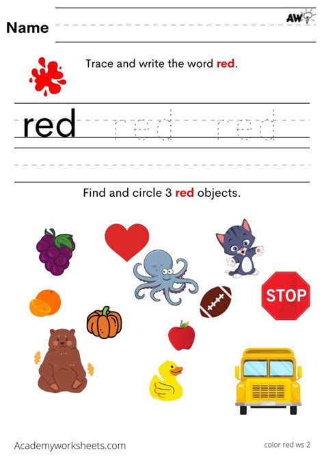 Learn and Write Color Red - Academy Worksheets