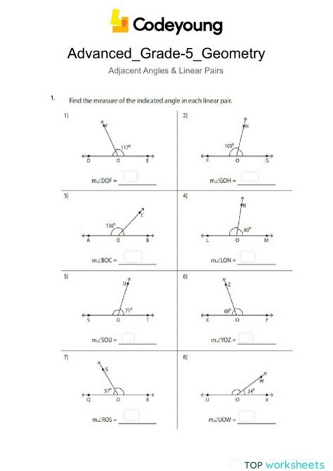 Linear Pair Of Angles Worksheets