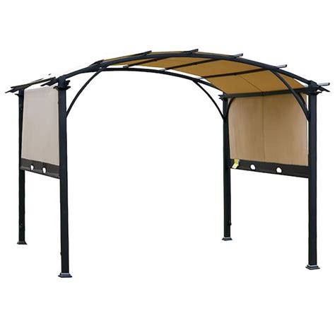 VEIKOUS 10-ft W x 10-ft L x 7-ft 3-in H Off White Metal Freestanding Pergola with Canopy at ...