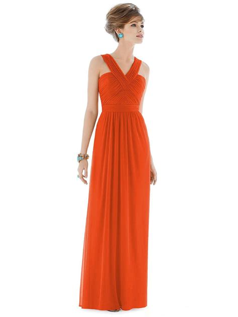 Alfred Sung Tangerine Tango Bridesmaids Dresses 2015 Plus Size Cheap Halter Chiffon Orange Long ...