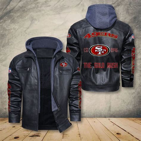 San Francisco 49ers Bomber Motorcycle Leather Jacket 1028 – Nousty