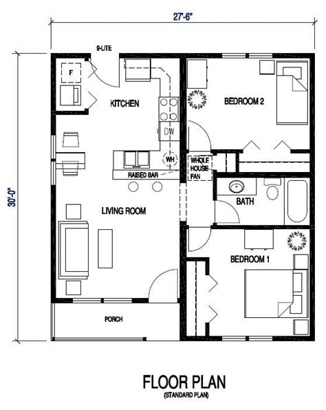 Floor plan - Standard | Bungalow floor plans, House plans, Bungalow house plans