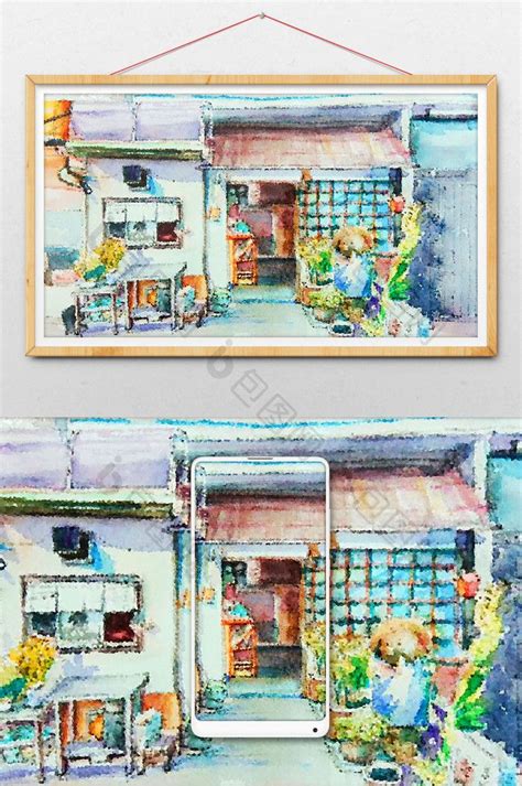 warm color grocery store drawing watercolor illustration background | PSD Illustration Free ...