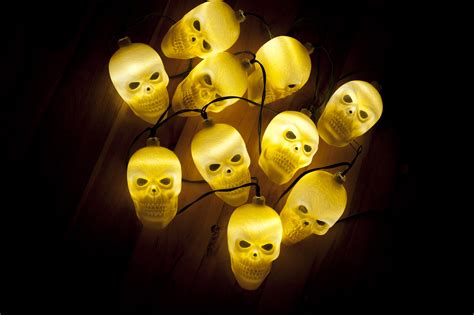 Free Stock Photo 12783 Cluster of ghostly glowing yellow skull lights ...