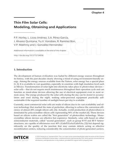 Thin Film Solar Cells: Modeling, Obtaining and Applications