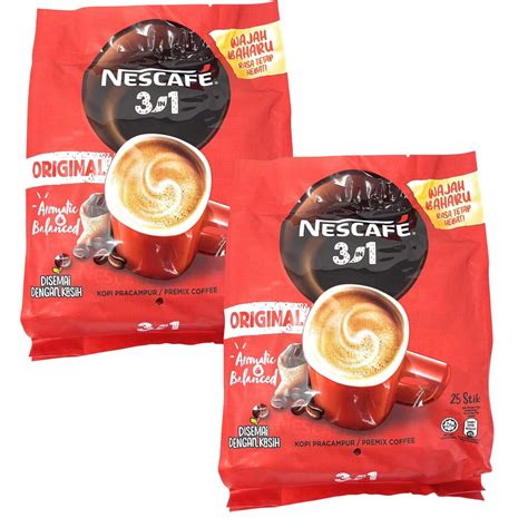 2 Packs Nescafé 3-in-1 ORIGINAL Premix Instant Coffee Single Serve ...