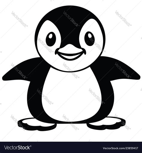 Cartoon penguin black and white Royalty Free Vector Image