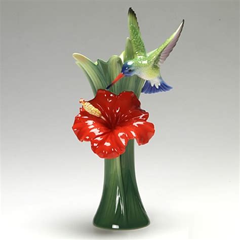 Hummingbird Vase | Hibiscus | Porcelain | Franz