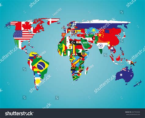 Photo About Political Map Of World With Country Flags - vrogue.co