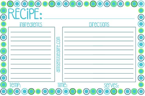 Printable Recipe Cards Template Free