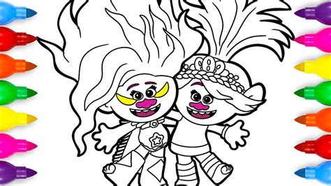 Trolls Band Together Poppy and Viva Coloring Pages - YouTube