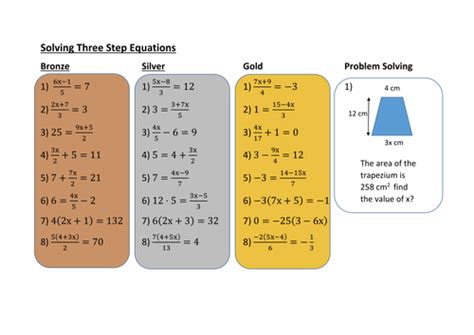 Solving Three Step Equations - Differentiated | Teaching Resources