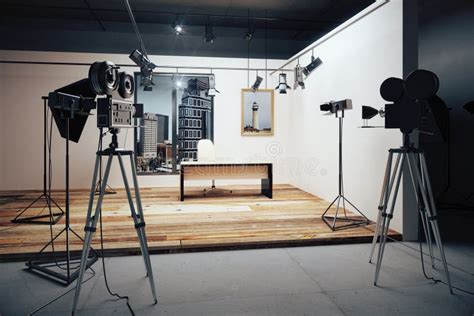 Film Studio with Cameras and Movie Equipment Stock Photo - Image of industry, scene: 63387832