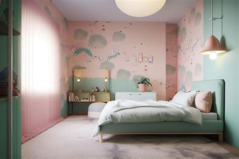 Premium AI Image | Lofi bedroom with plush carpeting and pastel ...