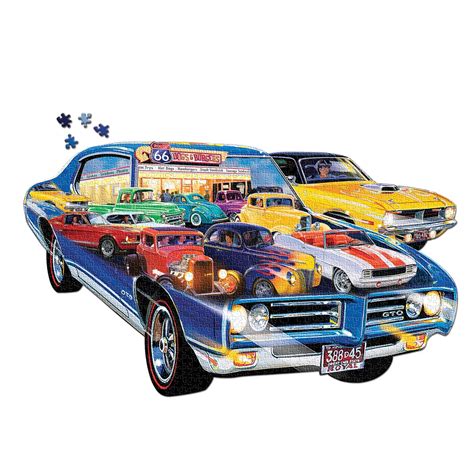 Classic Hot Rod Car Shaped Jigsaw Puzzle - 1000 Pieces | Collections Etc.