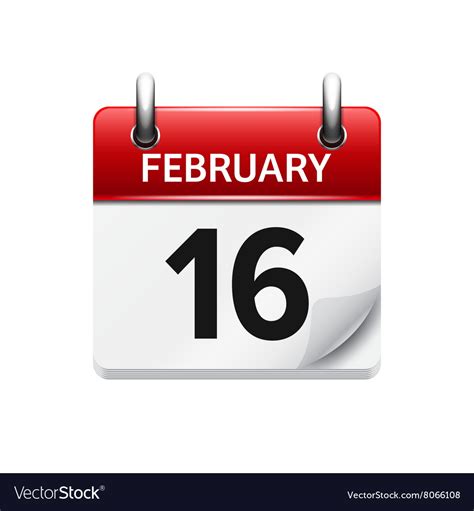 February flat daily calendar icon date Royalty Free Vector