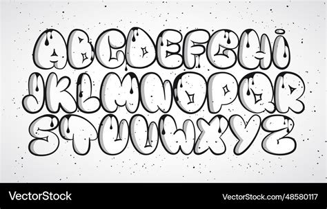 Graffiti alphabet bubble letters outline Vector Image