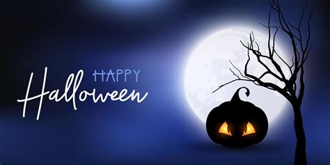 Halloween banner with spooky pumpkin against moonlit sky 694454 Vector Art at Vecteezy