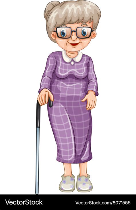 Old Lady Walking Cartoon