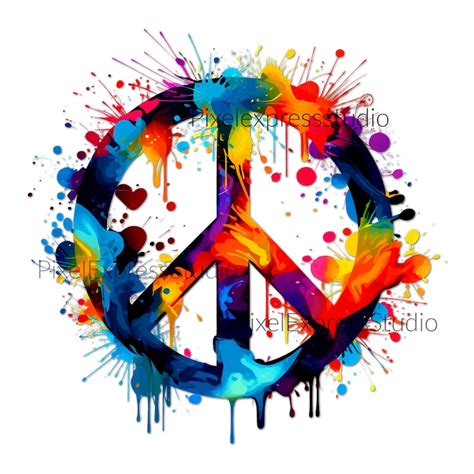 Peace Sign T-shirt Png, Colorful Peace Sign PNG, Digital Download, Dorm ...