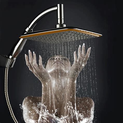 ABS Chrome 9 Inch Square Thin Rotatable Top Rain Shower Head Wall ...