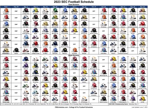 2023 SEC Football Helmet Schedule - SEC12.com - SEC Football