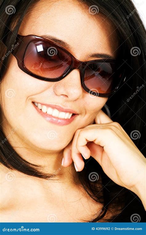 Smiling Woman Portrait - Sunglasses Stock Photo - Image of attractive ...