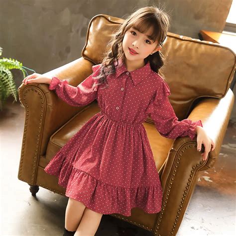 Little Girls Dresses for Party and Wedding 10 12 14 Years Girl Dress 2019 Red Girls A line Long ...