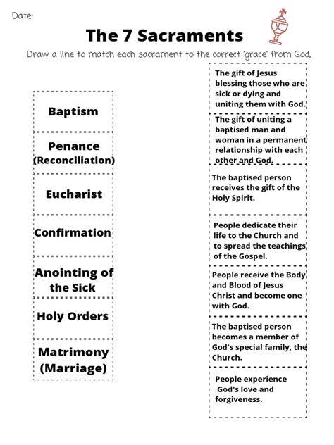 The 7 Sacraments Matching Activity | PDF - Worksheets Library