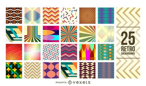 25 Geometric Vintage Patterns Vector Download