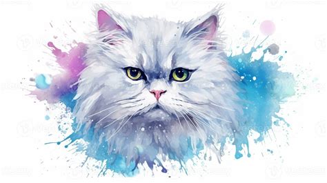 Portrait of persian cat in watercolor splashes. illustration. 25530409 Stock Photo at Vecteezy