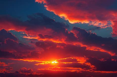 Premium Photo | Beautiful orange sky and clouds at sunset