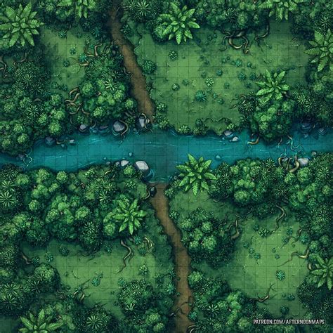 River Crossing - Jungle Battle Map (30x30) : battlemaps | Dungeon maps, Fantasy landscape, Dnd ...