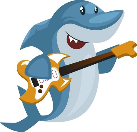 Shark with guitar, illustration, vector on white background. 12267951 Vector Art at Vecteezy