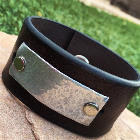 Men's Leather Cuff by SixDesignsJewelry on Etsy