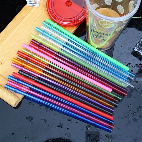 300pcs Wholesale Hard Plastic Reusable Drinking Straw Colorful Straw 23 Length 7 Diameter Bar ...