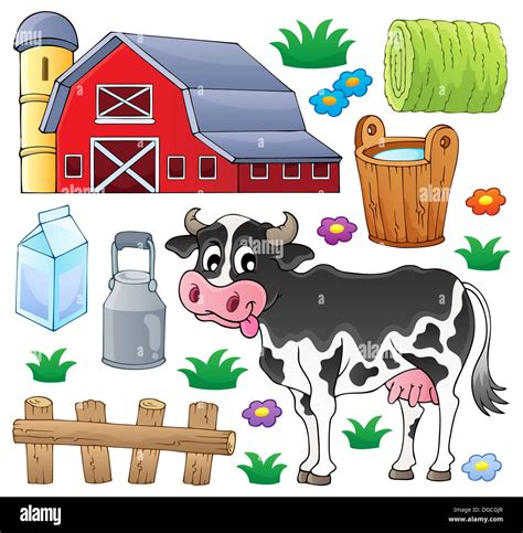 Cow theme collection 1 - picture illustration Stock Photo - Alamy